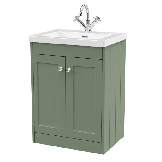 Old London Ashwick Satin Green 600mm Floorstanding 2-Door Unit