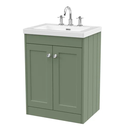 Old London Ashwick Satin Green 600mm Floorstanding 2-Door Unit