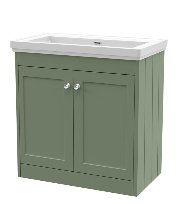 Old London Ashwick Satin Green 800mm Floorstanding 2-Door Unit With Basin No Tap Hole