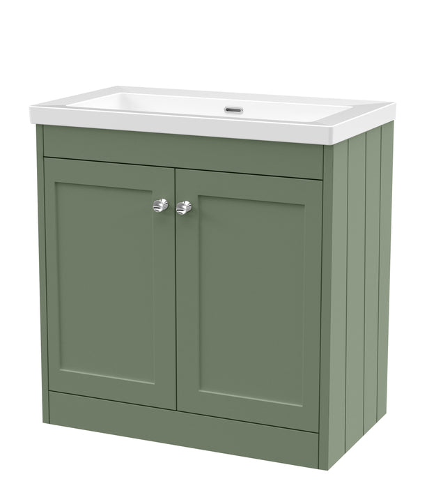 Old London Ashwick Satin Green 800mm Floorstanding 2-Door Unit With Basin