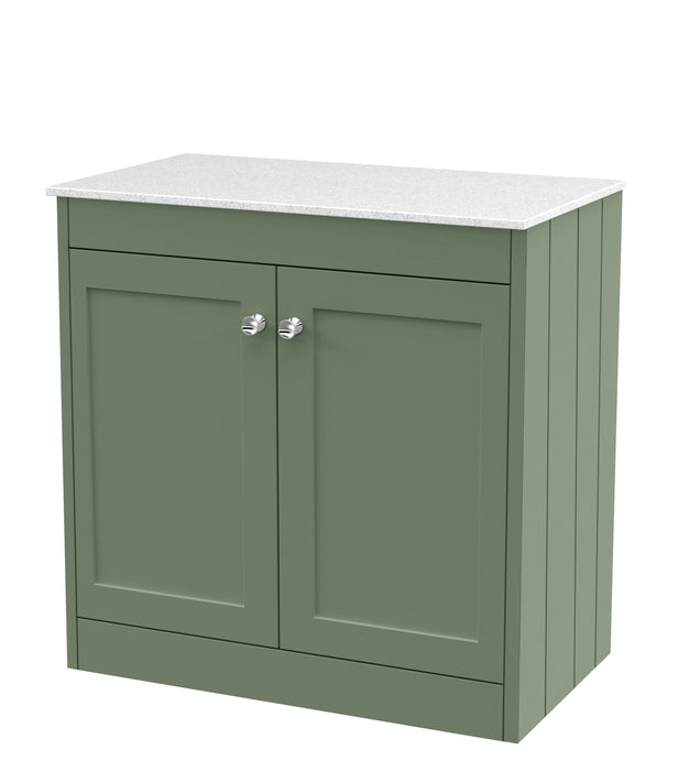 Old London Ashwick Satin Green 800mm Floorstanding 2-Door Unit With Marble Top