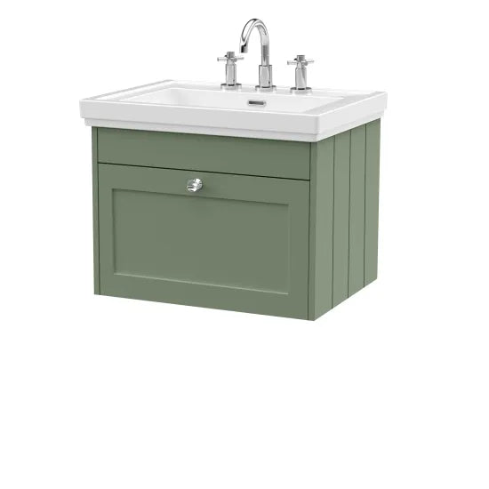 Old London Ashwick Satin Green 600mm Wall Hung 1-Drawer Unit