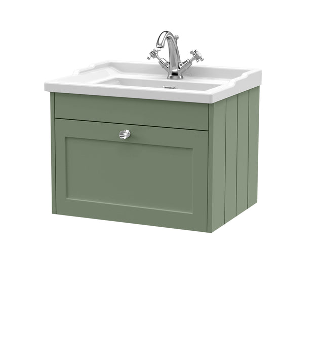 Old London Ashwick Satin Green 600mm Wall Hung 1-Drawer Unit