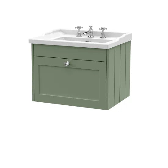 Old London Ashwick Satin Green 600mm Wall Hung 1-Drawer Unit