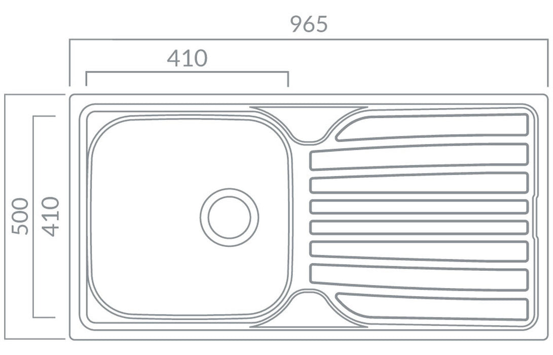 Prima 1B 965x500mm Inset Sink - Stainless Steel