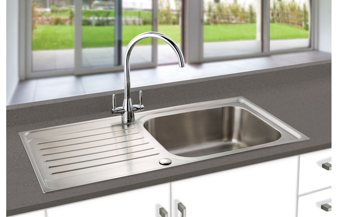Prima Deep 1B & Drainer Inset Sink - Polished Steel