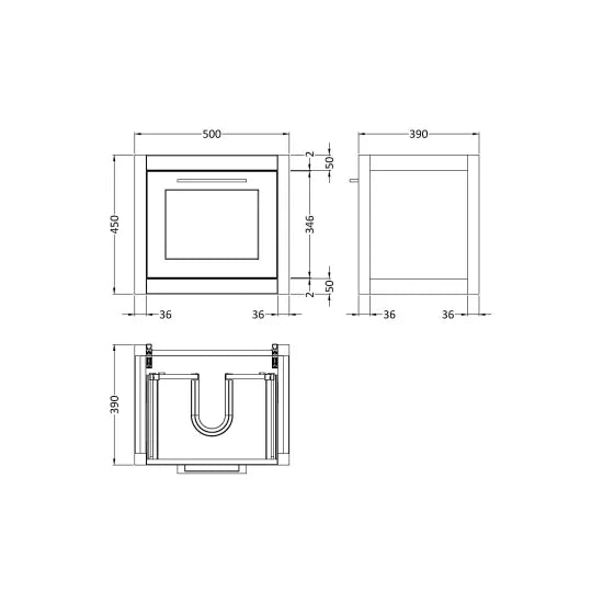 BC Designs Crestfield 500mm  Wall Hung Vanity Unit