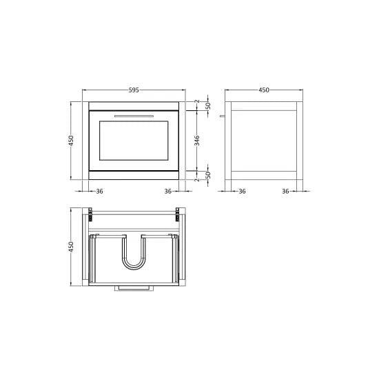 BC Designs Crestfield 600mm  Wall Hung Vanity Unit