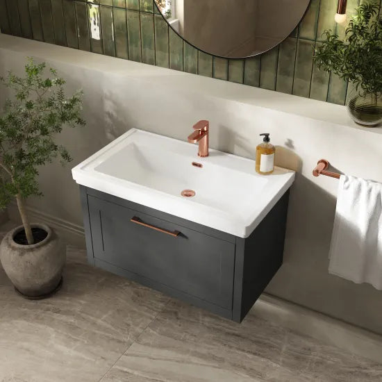 BC Designs Crestfield 800mm  1 Drawer Wall Hung Vanity Unit
