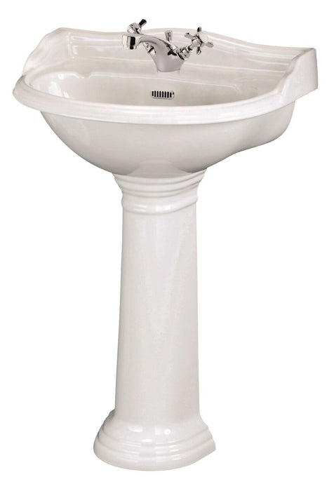 Old London Chancery 1 Tap Hole 600mm Ceramic Basin & Pedestal