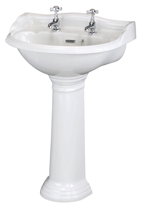 Old London Chancery 2 Tap Hole 600mm Ceramic Basin & Pedestal