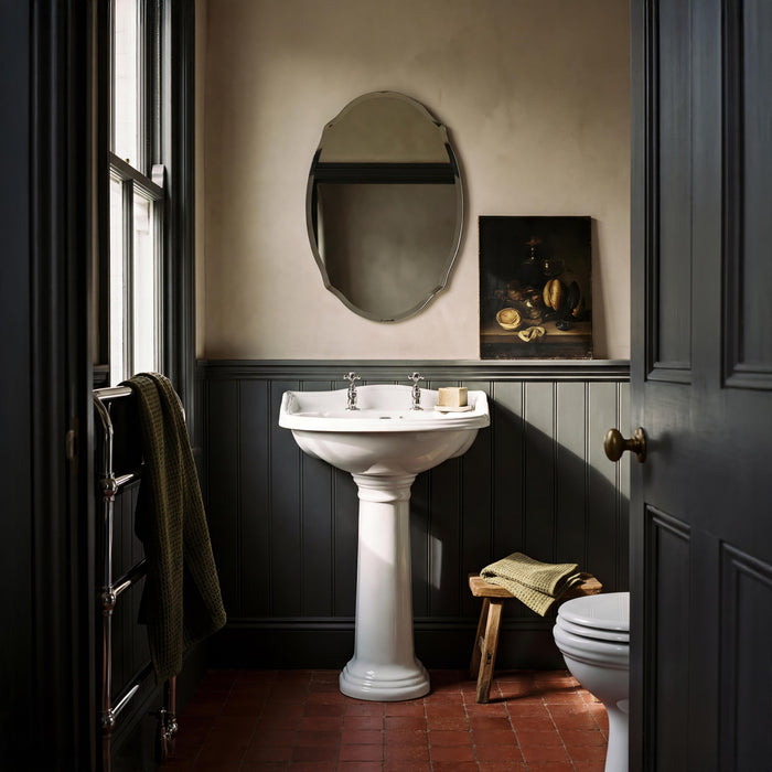 Old London Chancery 2 Tap Hole 600mm Ceramic Basin & Pedestal