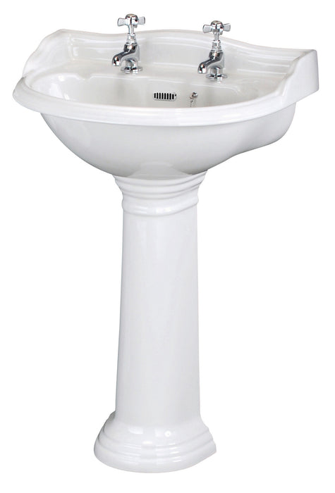 Old London Chancery 2 Tap Hole 500mm Ceramic Basin & Pedestal