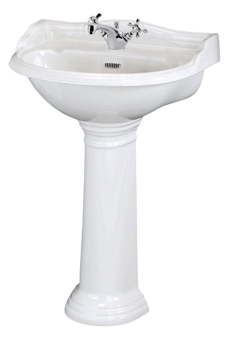 Old London Chancery 1 Tap Hole 500mm Ceramic Basin & Pedestal