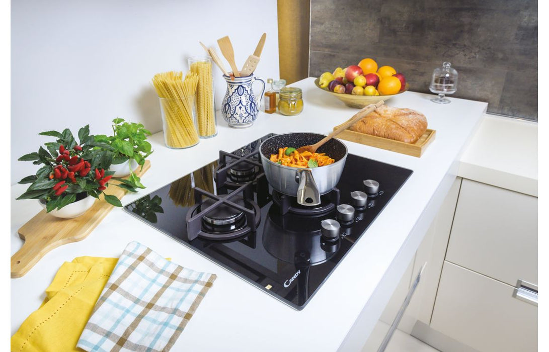 Candy CVG6DPB 60cm Gas on Glass Hob - Black Glass
