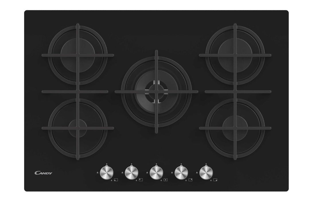 Candy CVG74WPB 75cm Gas Hob - Black Glass