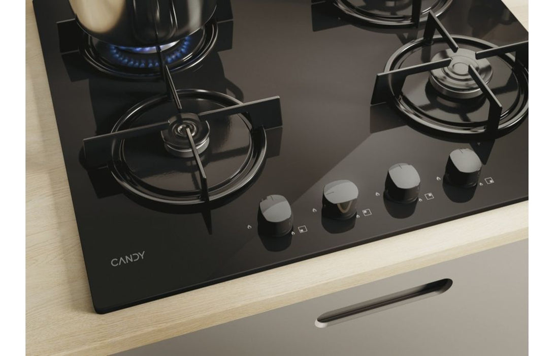 Candy CVW6BB 60cm Gas on Glass Hob - Black