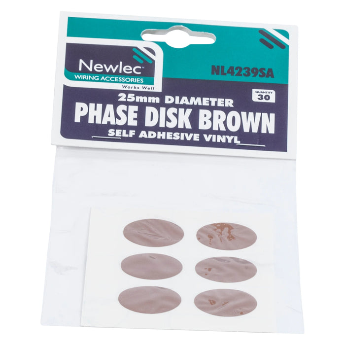 Cable Phase Marker Disk Self Adhesive Brown (Pack=30)