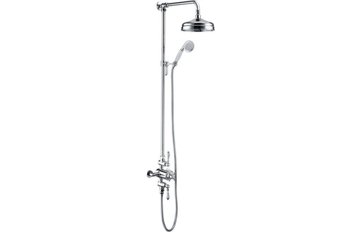 Carrick Traditional Exposed Two Outlet Shower Valve w/Riser Kit & Overhead - Chrome