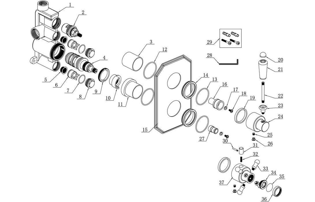 Carrick Traditional Lever Thermostatic Single Outlet Shower Valve - Chrome