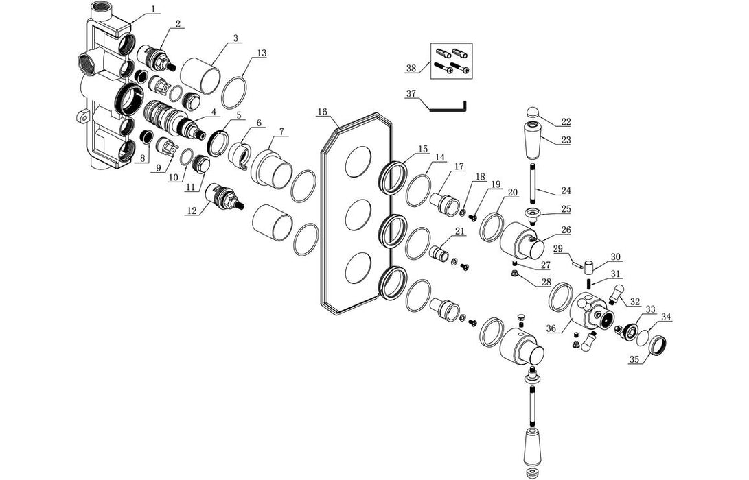 Carrick Traditional Lever Thermostatic Two Outlet Shower Valve - Chrome