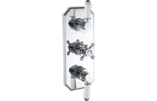 Carrick Traditional Lever Thermostatic Two Outlet Shower Valve - Chrome