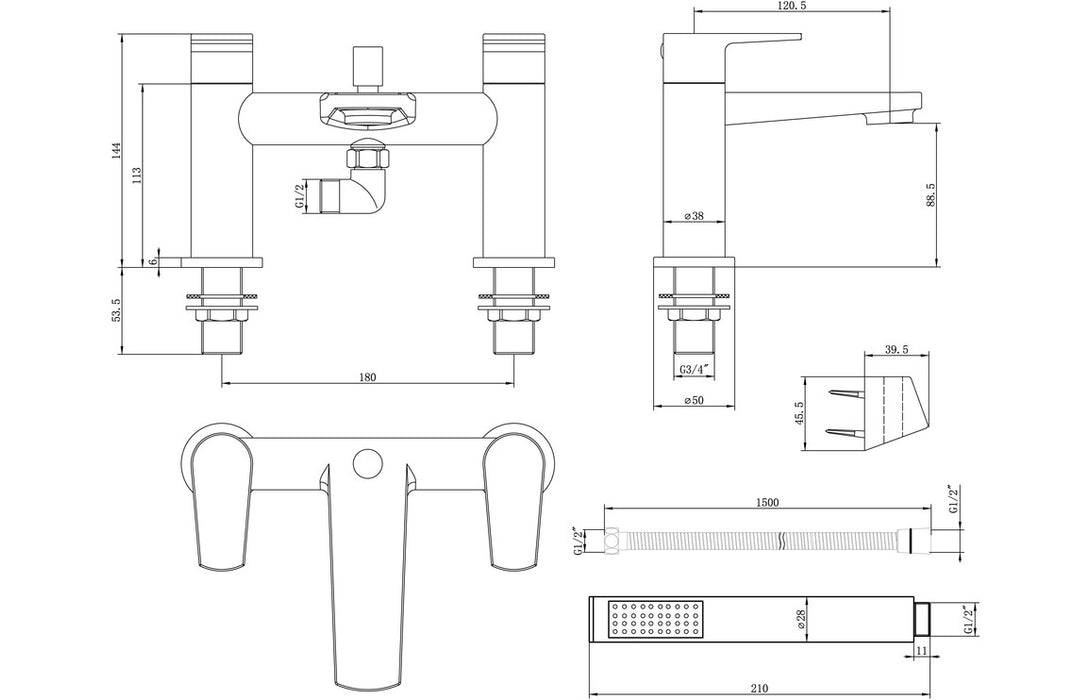 Carvani Bath/Shower Mixer - Chrome
