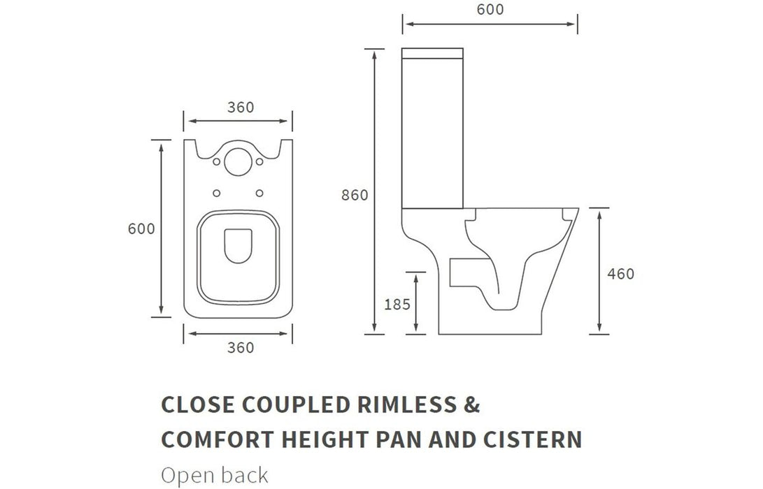 Cedraire Rimless Comfort Height Close Coupled Open Back WC & Seat