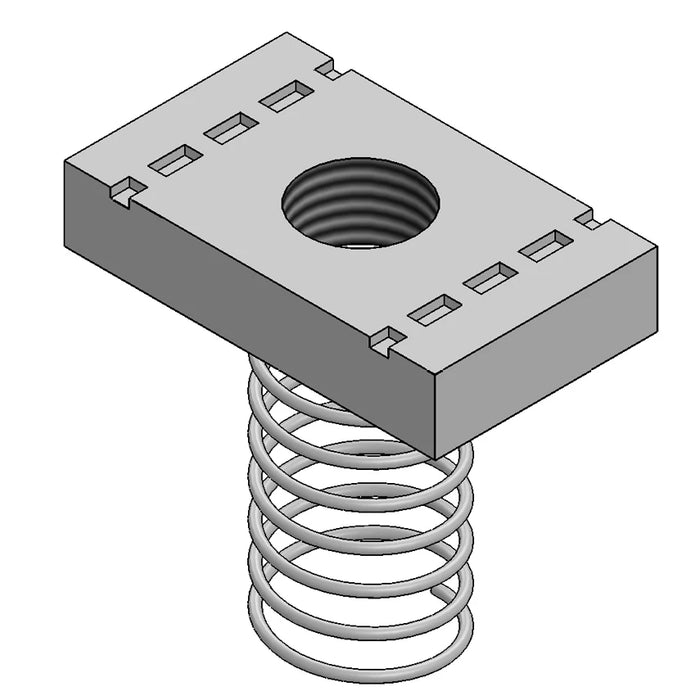 Channel Nut Long Spring M6 Thread Bright Zinc Plated [Pack=10]