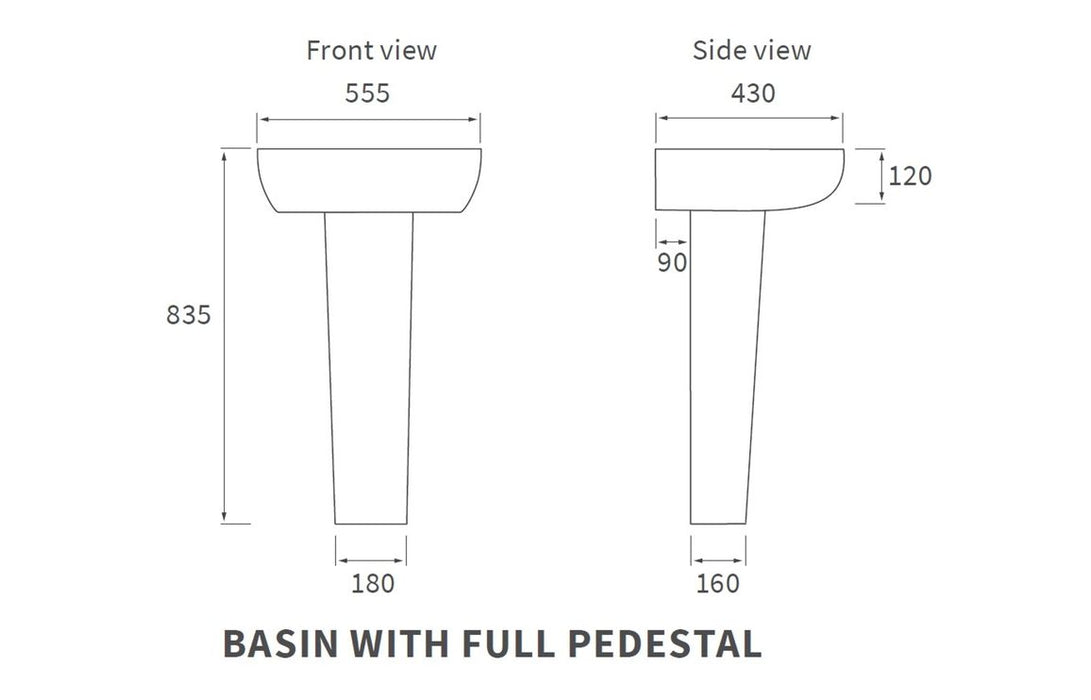 Silvain 555x430mm 1TH Basin & Full Pedestal