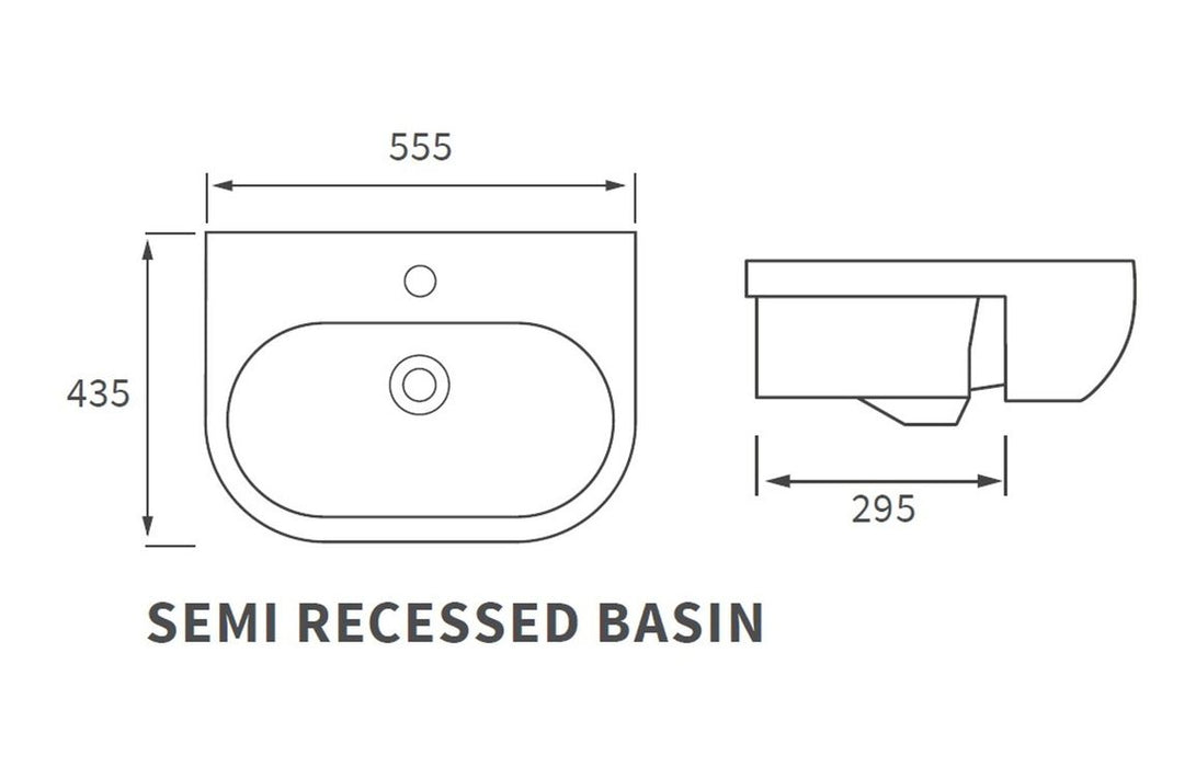 Silvain 555x435mm 1TH Semi Recessed Basin