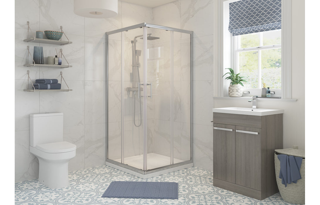 Classora Corner Entry Door - Chrome