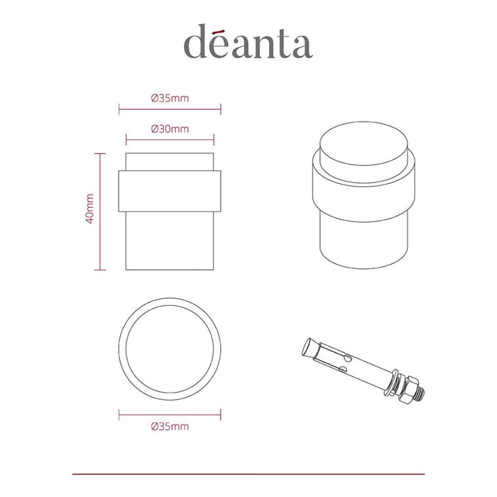 Deanta Collared Door Stop Satin Stainless Steel