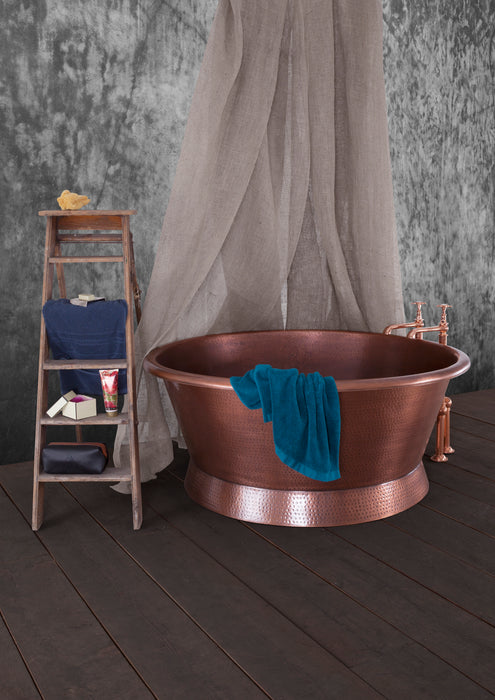 Hurlingham Hammered Copper Baignoire Bath 1500x1500 Freestanding Made To Order Bathtub