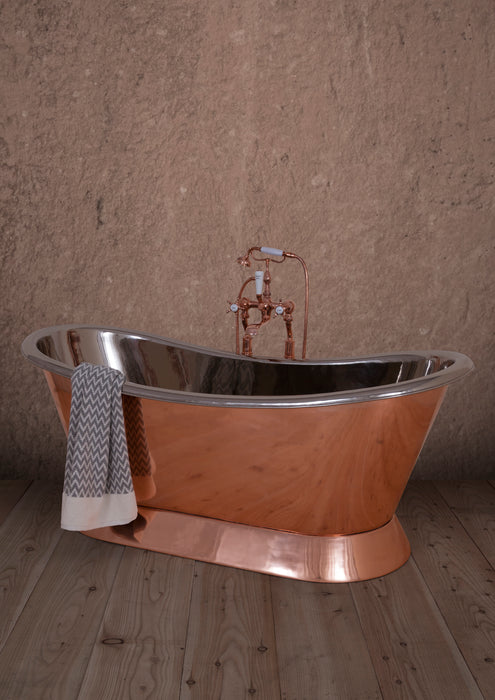 Hurlingham Copper-Nickel Bateau 1670 x 720 Freestanding Copper Bathtub