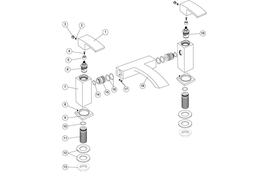 Corvina Bath Filler - Chrome