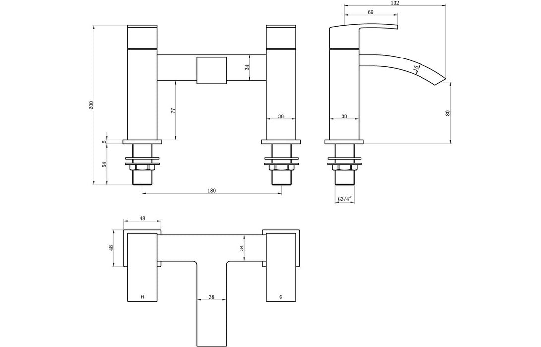 Corvina Bath Filler - Chrome