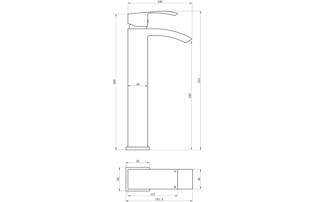 Corvina Tall Basin Mixer - Chrome