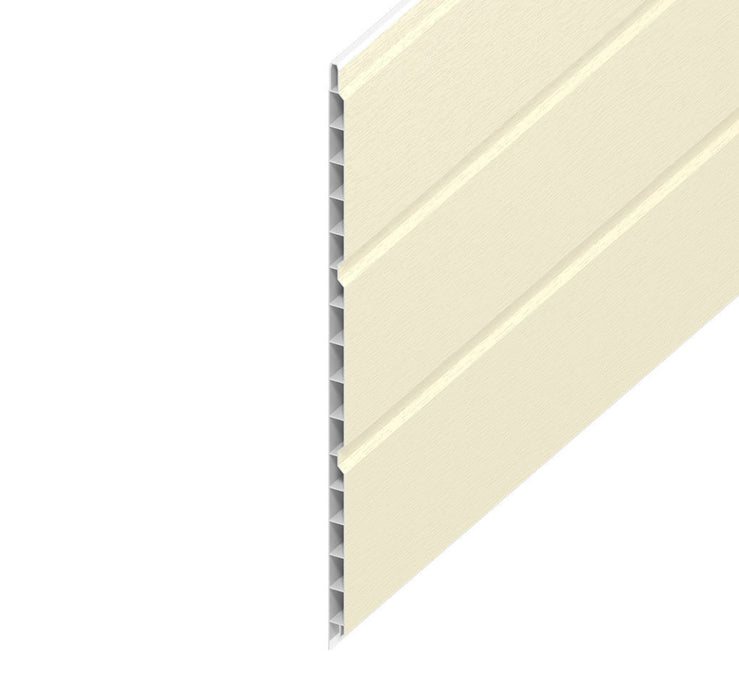 Cream Woodgrain Hollow Soffit Board (5m Length)
