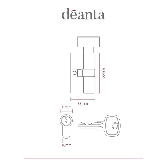 Deanta Euro Cylinder Lock Black Steel Finish