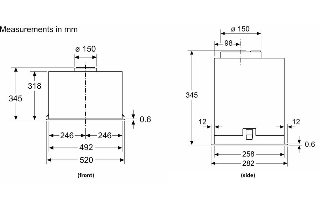 Neff N70 D54NAC1S0B 52cm Canopy Hood - Black