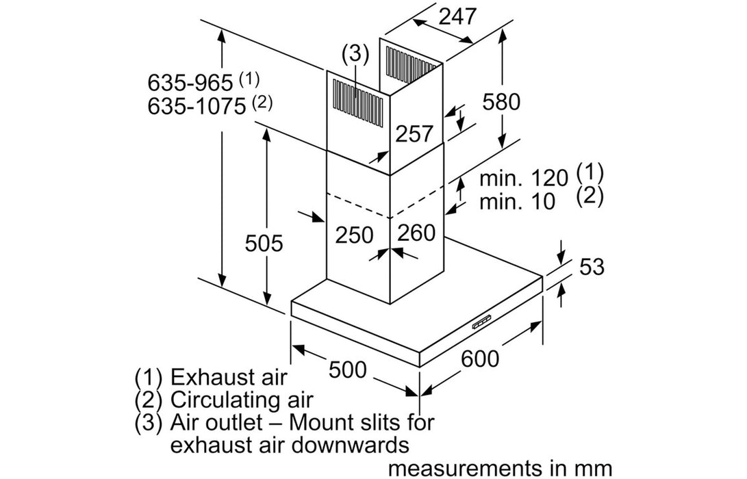 Neff N50 D64BHM1N0B 60cm Box Design Chimney Hood - St/Steel