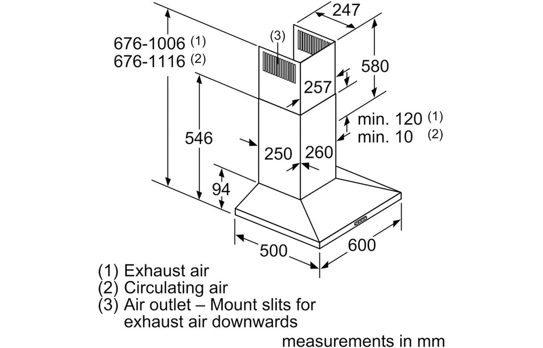 Neff N50 D64QFM1N0B 60cm Slim Pyramid Chimney Hood - St/Steel