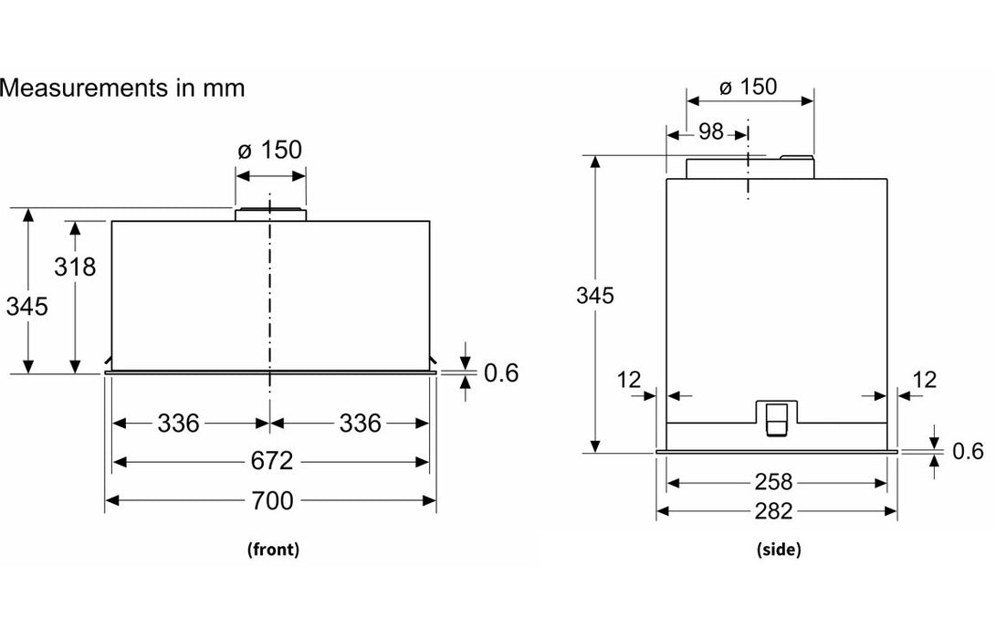 Neff N70 D75NAC1S0B 70cm Canopy Hood - Black