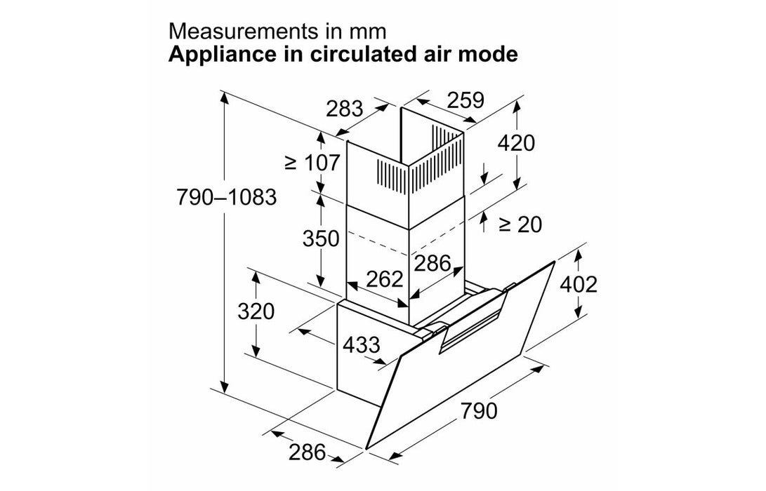 Neff N50 D85IFN1S0B 80cm Angled Chimney Hood - Black Glass