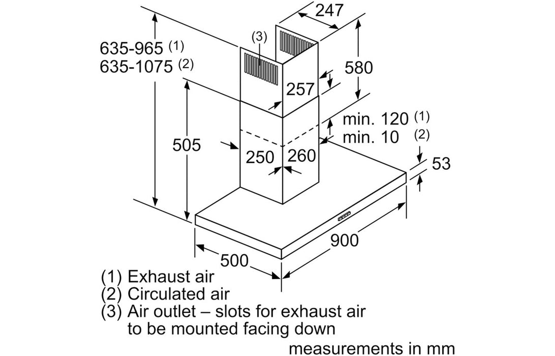 Neff N50 D94BHM1N0B 90cm Box Design Chimney Hood - St/Steel