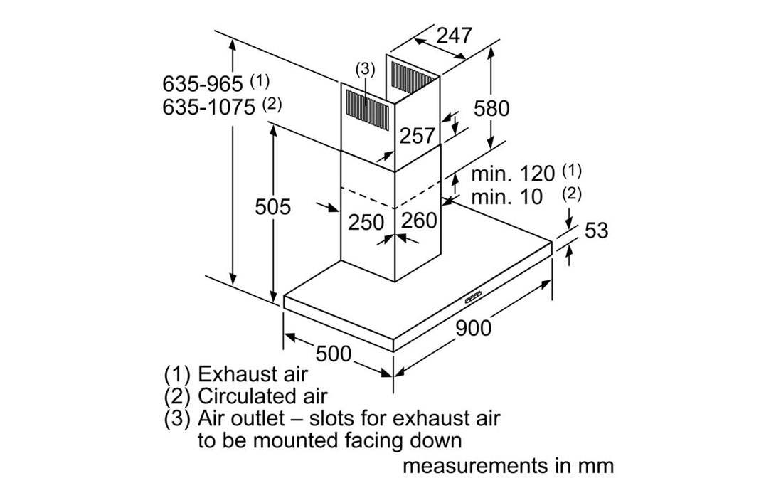 Neff N50 D94BHM1S5B 90cm T-Shape Box Chimney Hood - Black