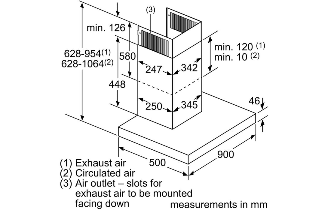 Neff N70 D95BMP5N0B 90cm Box Design Chimney Hood - St/Steel