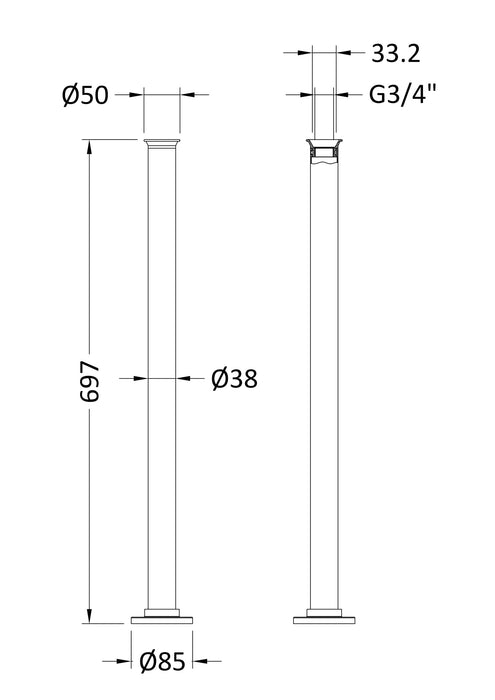 Hudson Reed Brushed Brass Standpipes