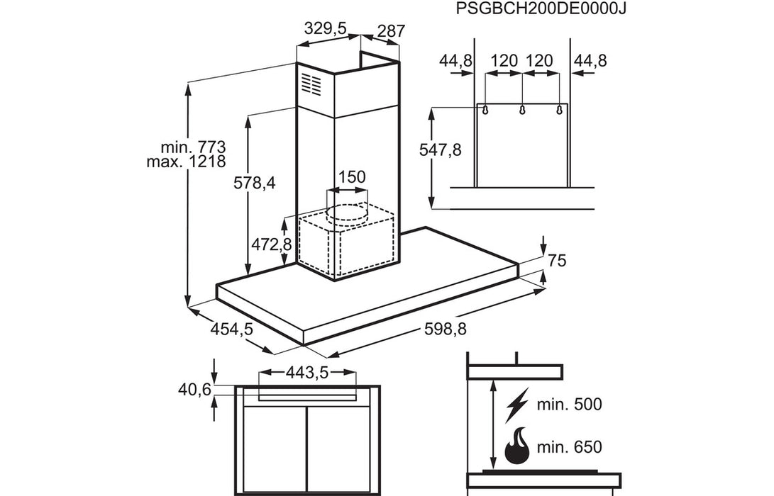 AEG DBK6680HG 60cm Box Design Chimney Hood - St/Steel